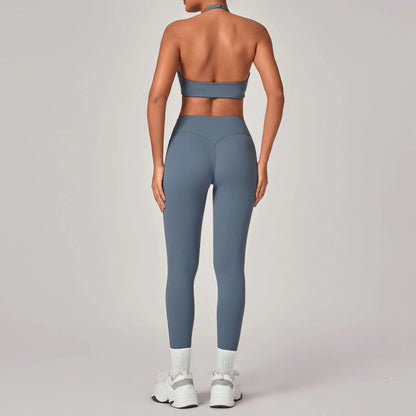 Women'S Yoga Clothes 2Pcs Exercise Set Quick Drying Gym Push up Running High Waist Leggings Yoga Suit Sexy Tight Bra Sportsweanl