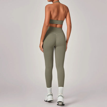 Women'S Yoga Clothes 2Pcs Exercise Set Quick Drying Gym Push up Running High Waist Leggings Yoga Suit Sexy Tight Bra Sportsweanl